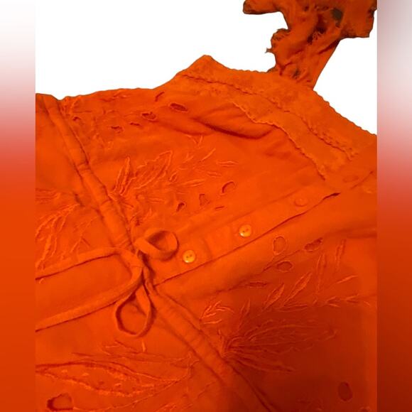 Free People Burnt Orange rompers shorts with adjustable waistband Bohemian Boho - Picture 8 of 15